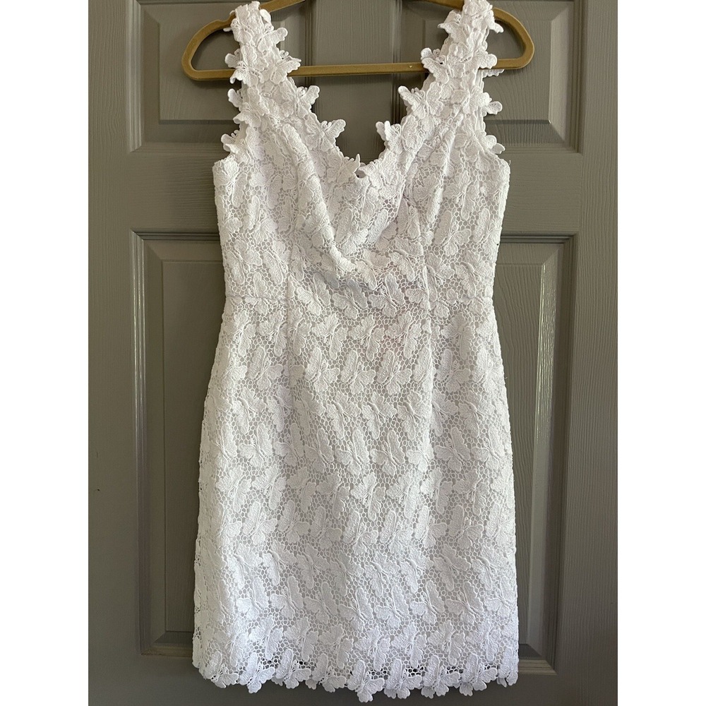 NWT Lilly Pulitzer White Papilion Lace Reeve Shift Dress 4 New $298